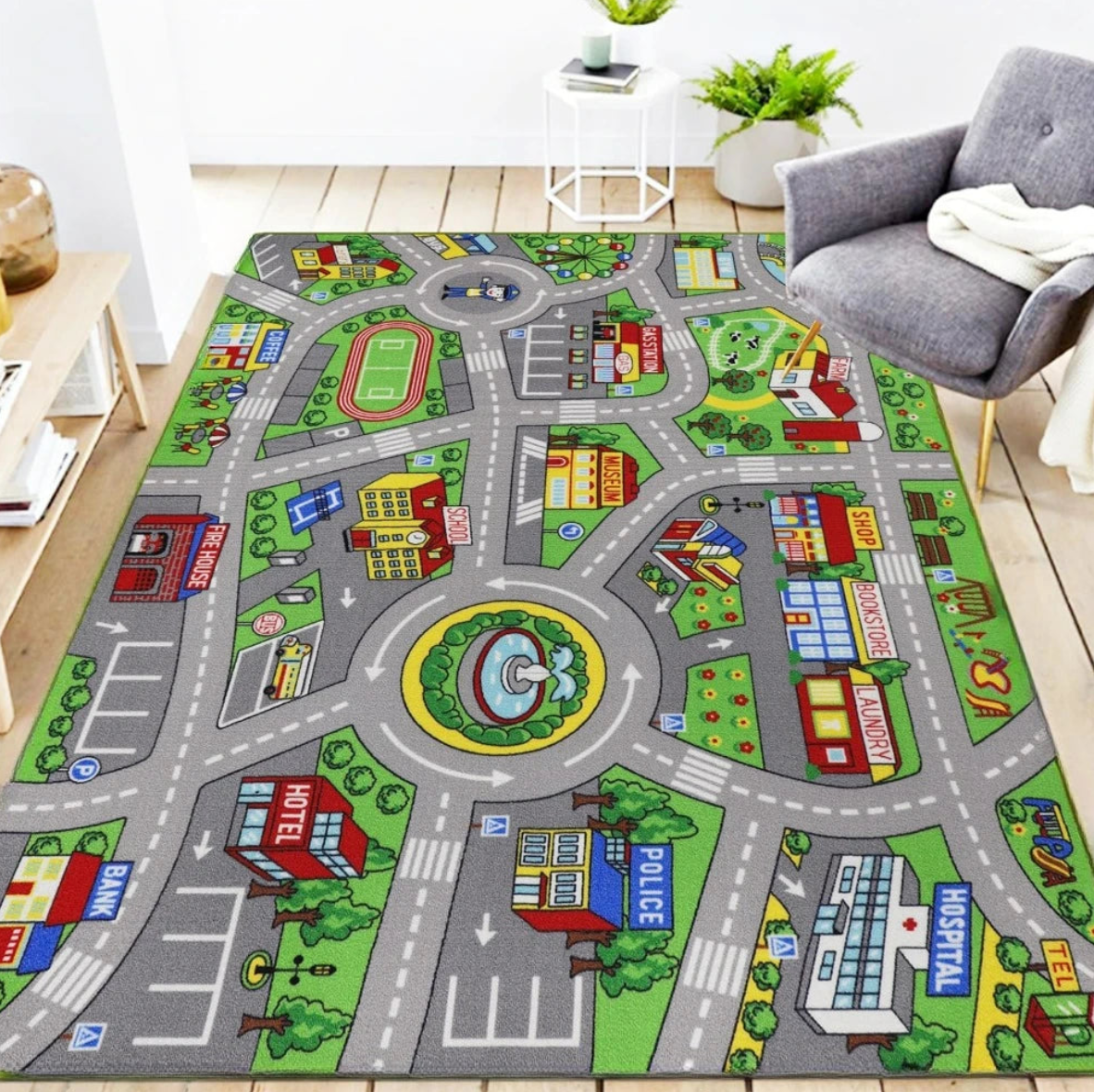 Children’s Traffic Road Playmat – Soft Educational Map Rug | Family Care