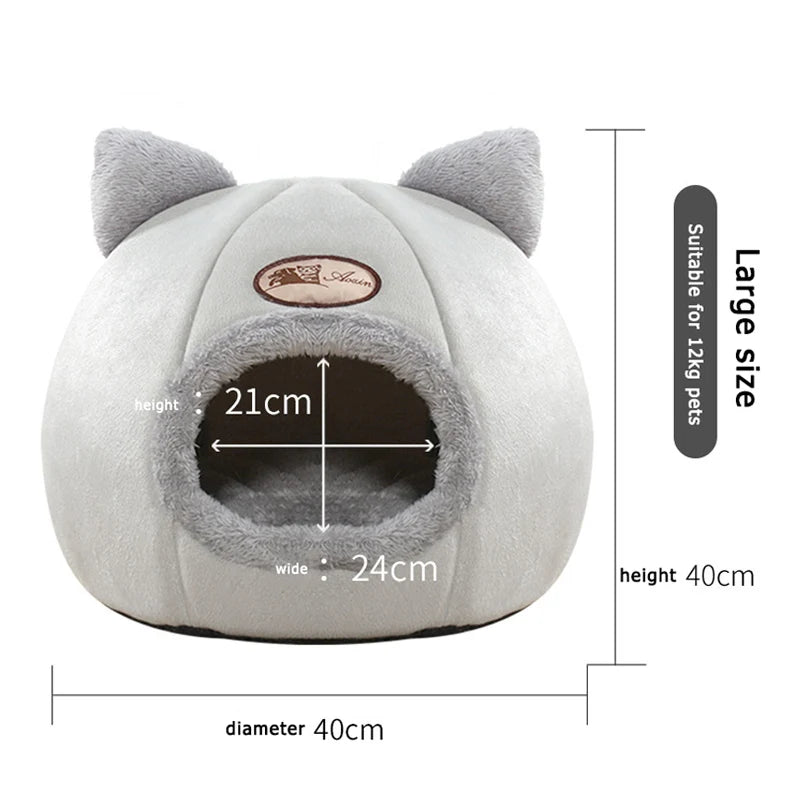 Winter Warm Cat Cave Bed – Cozy Cold-Proof Nest | Pets Friend