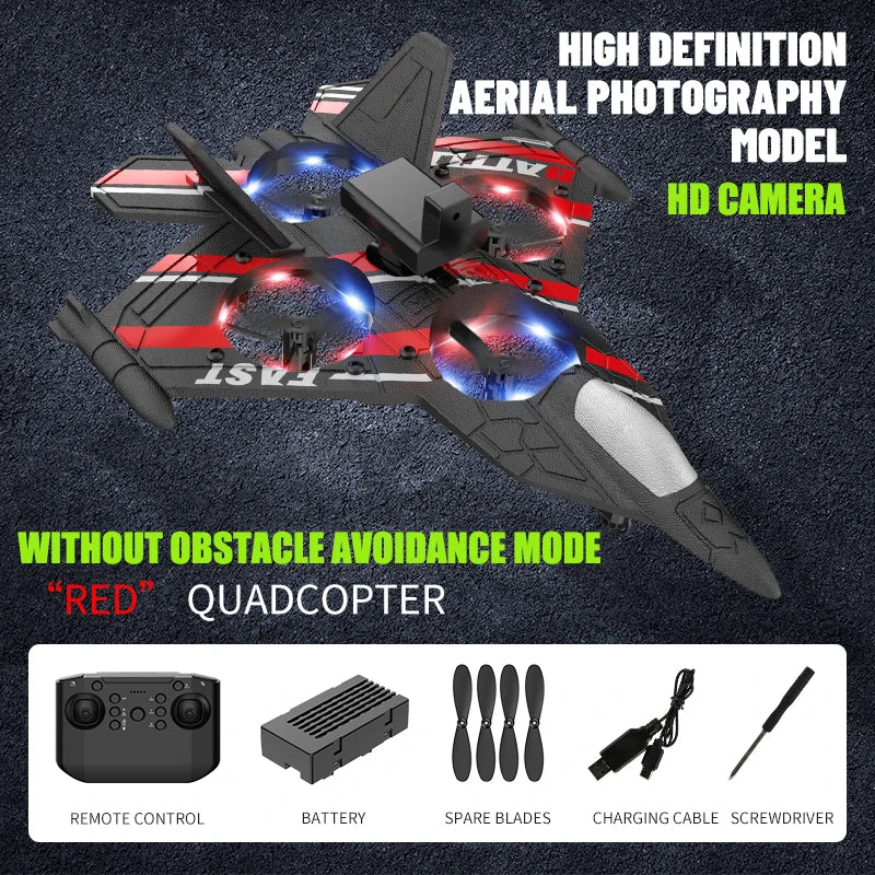 RC Obstacle-Avoidance Fighter Plane – 4K Camera, 2.4G Control & Foam Safety Design | Smart Innovation