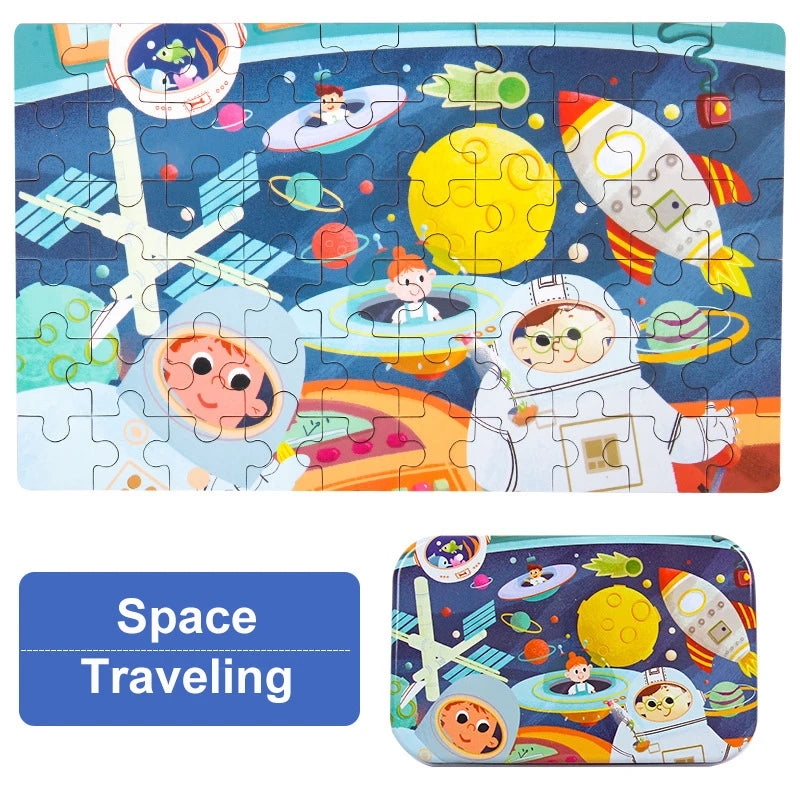 60-Piece Montessori Jigsaw Puzzle – Animals & Vehicles | Family Care