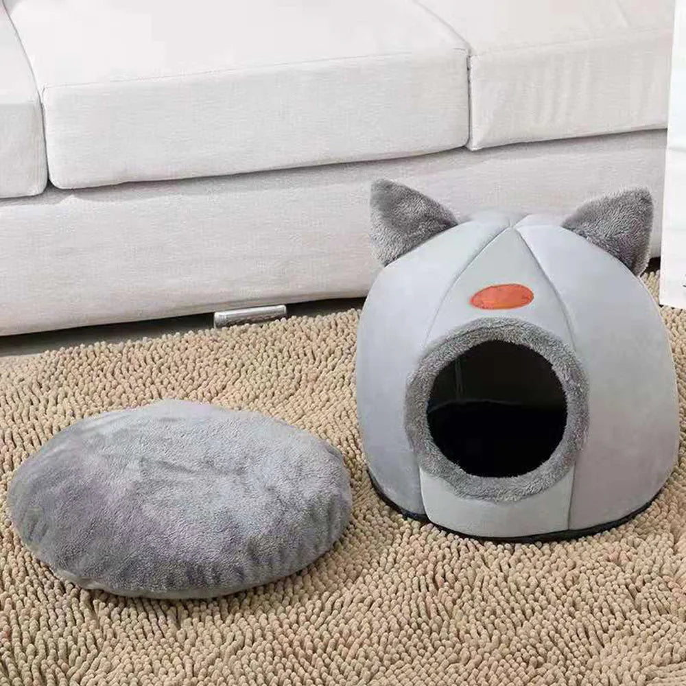 Winter Warm Cat Cave Bed – Cozy Cold-Proof Nest | Pets Friend