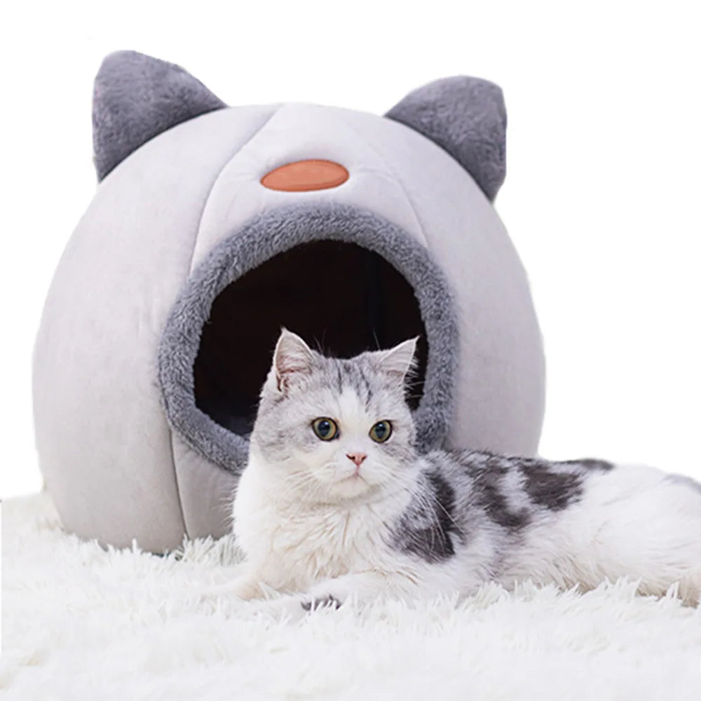 Winter Warm Cat Cave Bed – Cozy Cold-Proof Nest | Pets Friend