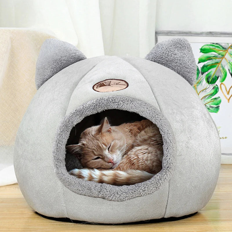 Winter Warm Cat Cave Bed – Cozy Cold-Proof Nest | Pets Friend
