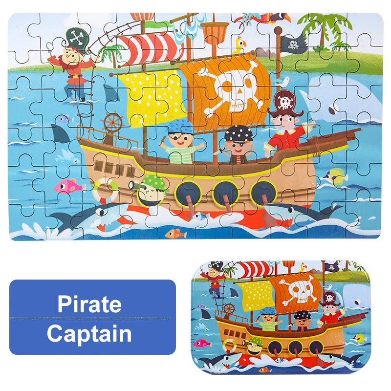 60-Piece Montessori Jigsaw Puzzle – Animals & Vehicles | Family Care