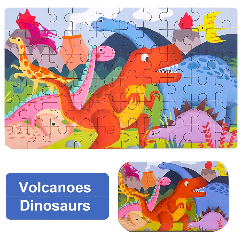 60-Piece Montessori Jigsaw Puzzle – Animals & Vehicles | Family Care