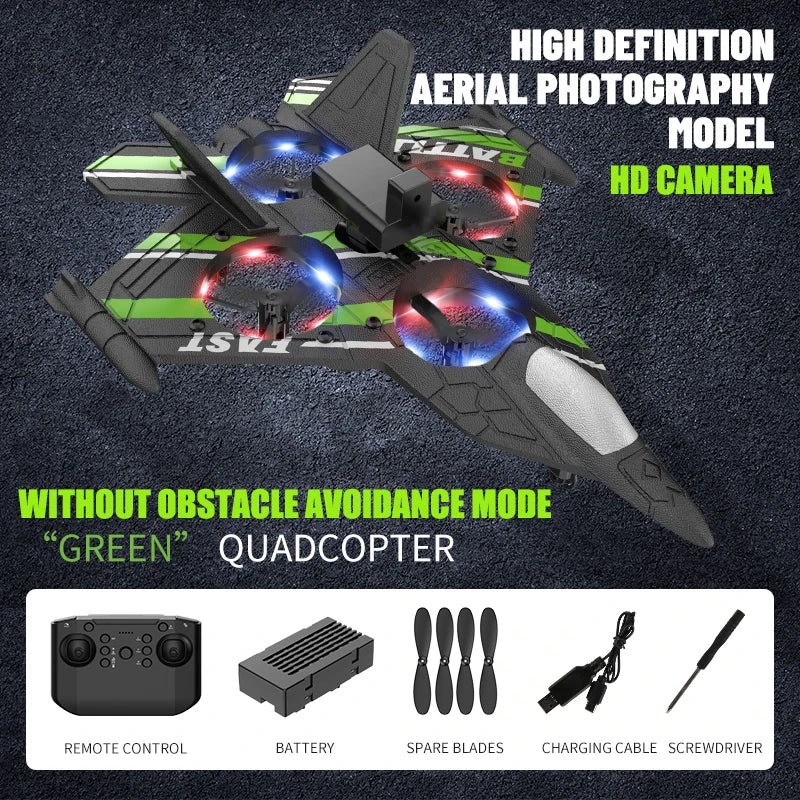 RC Obstacle-Avoidance Fighter Plane – 4K Camera, 2.4G Control & Foam Safety Design | Smart Innovation