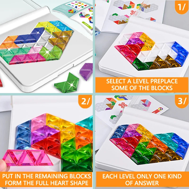 60-Level Logic Puzzle Board – Tangram Brain Challenge Game | Family Care