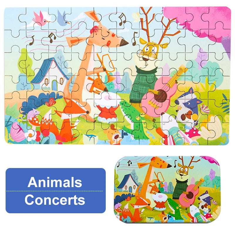 60-Piece Montessori Jigsaw Puzzle – Animals & Vehicles | Family Care
