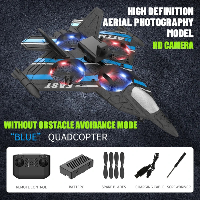 RC Obstacle-Avoidance Fighter Plane – 4K Camera, 2.4G Control & Foam Safety Design | Smart Innovation