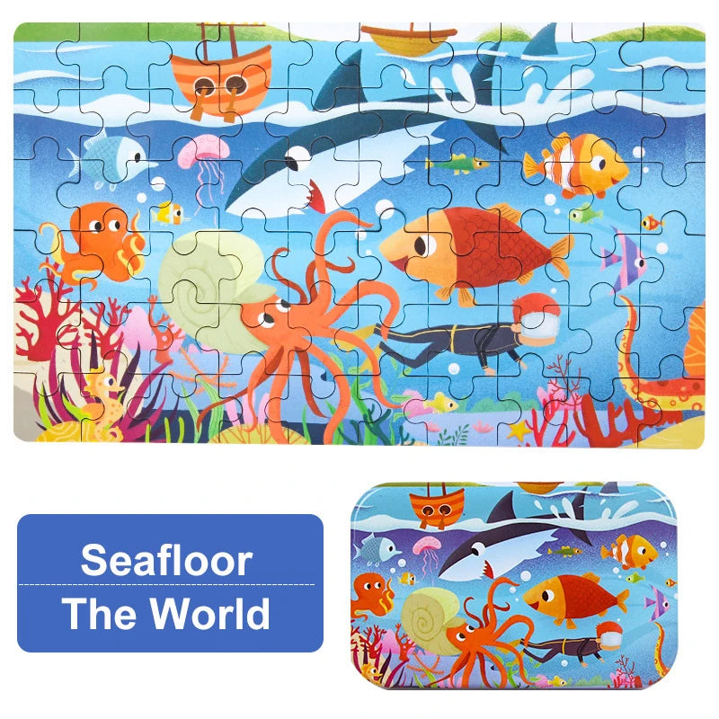 60-Piece Montessori Jigsaw Puzzle – Animals & Vehicles | Family Care