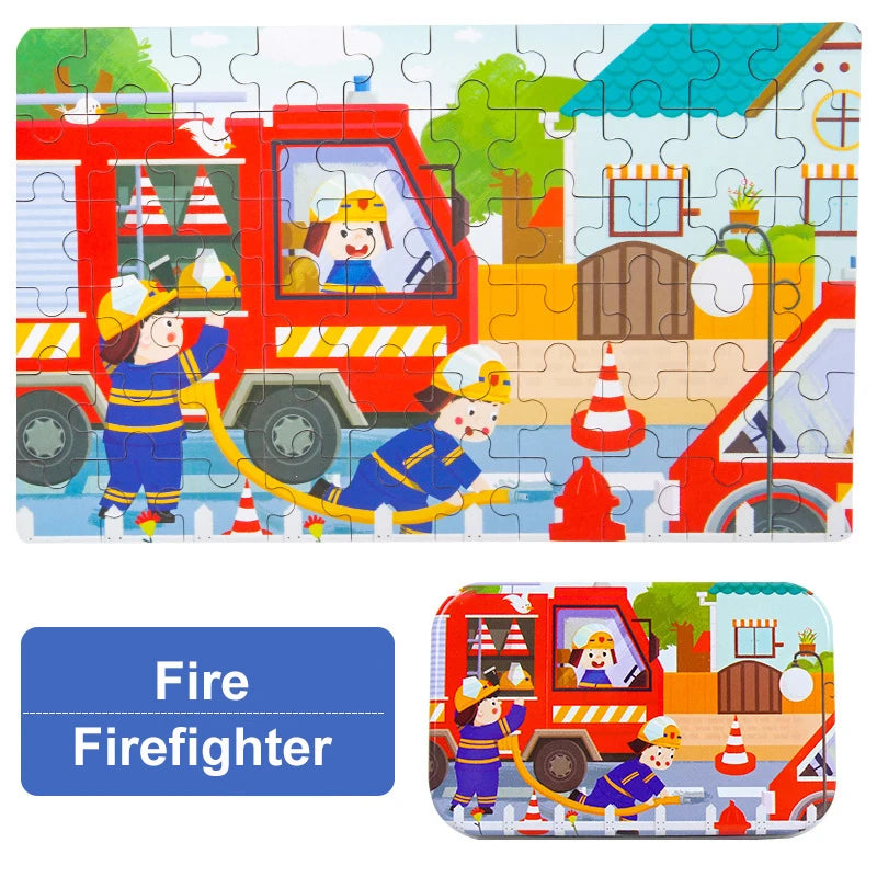 60-Piece Montessori Jigsaw Puzzle – Animals & Vehicles | Family Care